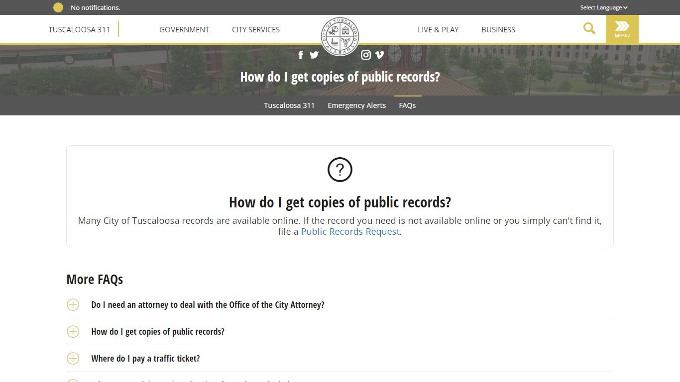 How do I get copies of public records? | City of Tuscaloosa
